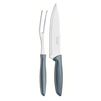 Набіри ножів Tramontina PLENUS grey 2 пр. (ніж 178 мм, вилка) інд. бл. (23498/610) фото №1