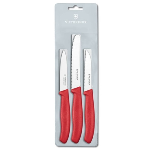 Набір кухонних овочевих ножів Victorinox Swiss Classic Paring Set 3 шт Червоний (6.7111.3) фото №1