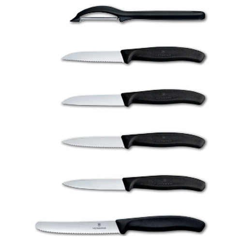 Набір кухонних овочевих ножів та овочечистки Victorinox Swiss Classic Paring Set 6 предметів Чорний (6.7113.6G) фото №2