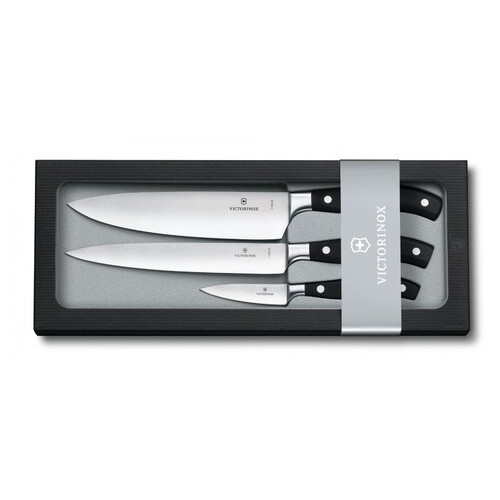 Набір кухонних кутих ножів Victorinox Forged Сhefs Grand Maitre 3 шт Чорні (7.7243.3) фото №1