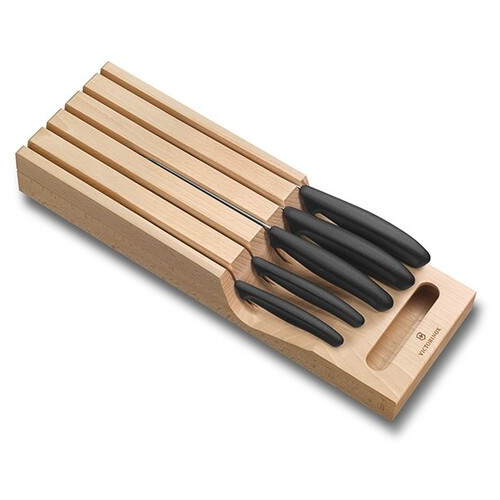 Набір кухонних ножів та підставки Victorinox Swiss Classic In-Drawer 6 предметів Чорні (6.7143.5) фото №1