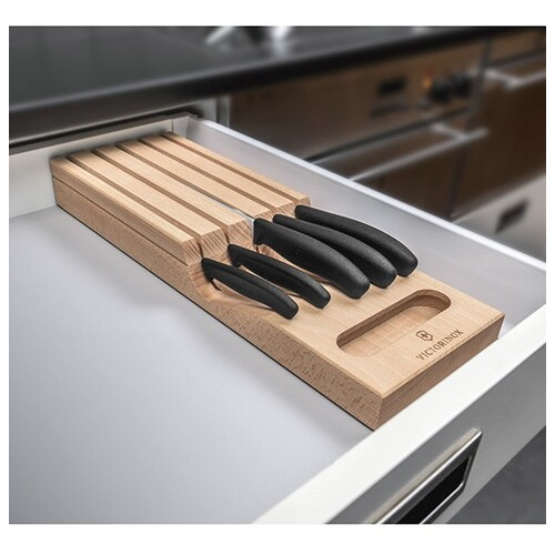 Набір кухонних ножів та підставки Victorinox Swiss Classic In-Drawer 6 предметів Чорні (6.7143.5) фото №4