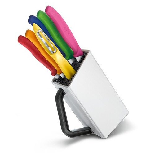 Набір кухонних ножів та підставки Victorinox Swiss Classic Utility Block 7 предметів Різнокольорові (6.7127.6L14) фото №1