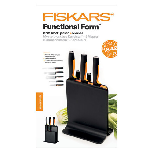 Набір ножів Fiskars FF із пластиковою підставкою, 5 шт (1057554) фото №5