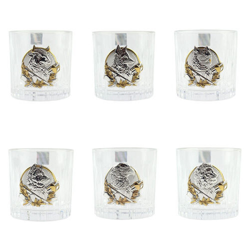 Сіт кришталевих склянок Boss Crystal БОКАЛИ ЛІДЕР, 6 келихів, срібло фото №1