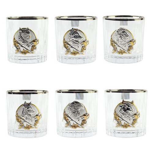 Сіт кришталевих склянок Boss Crystal БОКАЛИ ЛІДЕР ПЛАТИНУМ, 6 келихів, платина, срібло, золото фото №1