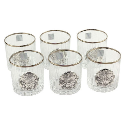 Сет хрустальных стаканов с платиной Boss Crystal БОКАЛЫ ГЕНЕРАЛЬСКИЕ, 6 бокалов, серебро фото №2