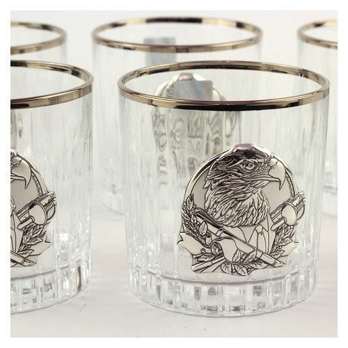 Сет хрустальных стаканов с платиной Boss Crystal БОКАЛЫ ГЕНЕРАЛЬСКИЕ, 6 бокалов, серебро фото №3