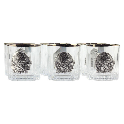 Сіт кришталевих склянок з платиною Boss Crystal БОКАЛИ ДИРЕКТОРСЬКІ, 6 келихів, срібло фото №3