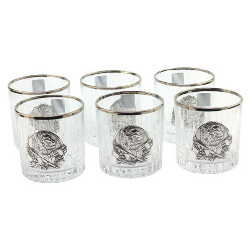 Сіт кришталевих склянок з платиною Boss Crystal БОКАЛИ ДИРЕКТОРСЬКІ, 6 келихів, срібло фото №2