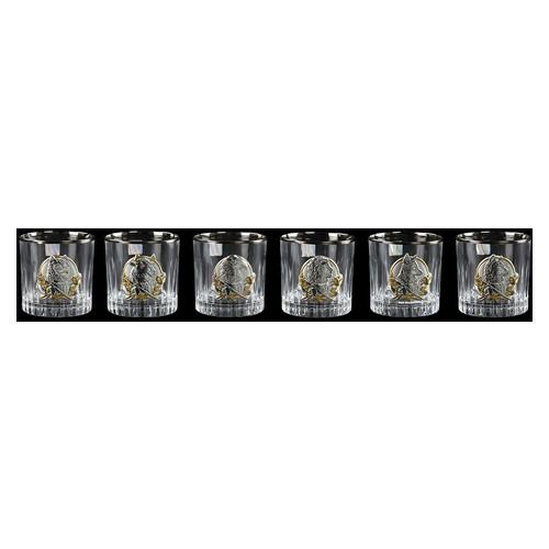Сіт кришталевих склянок Boss Crystal БОКАЛИ ЛІДЕР ПЛАТИНУМ, 6 келихів, платина, срібло, золото фото №3