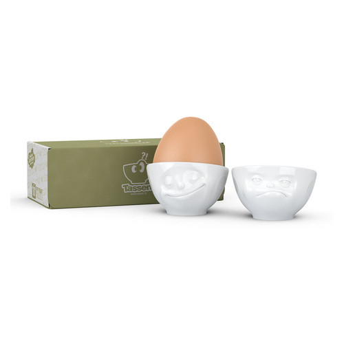 Набір з двох фарфорових підставок для яєць Tassen Щастя та Хмм фото №1