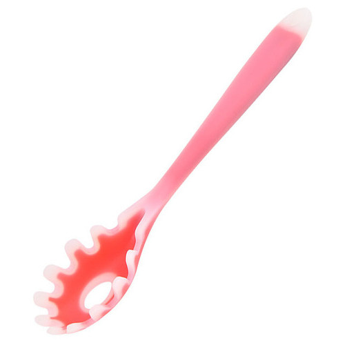 Силіконова лопатка Lesko 2019 Pink для спагетті ложка кухонна 28.8 см фото №1