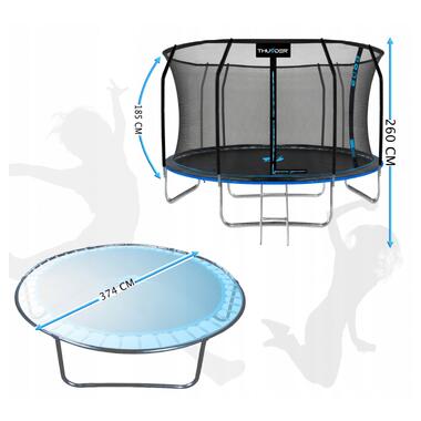 Батут с внутренней сеткой THUNDER Inside Elite 12FT 374 см Black/Blue  фото №11