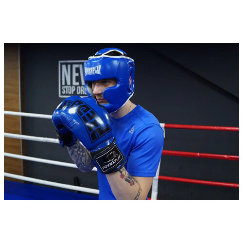 Боксерский шлем тренувальнийPowerPlay 3100 PU Синій XL фото №7