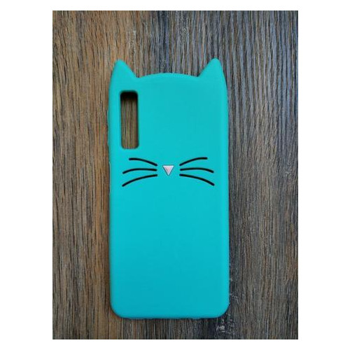 Силіконовий чохол 3D Coverphone Samsung A7 2018 A750 Вусатий кіт зелений фото №1