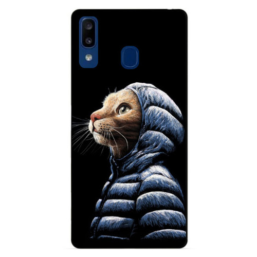 Силіконовий чохол Coverphone Samsung A20 2019 Galaxy A205f з малюнком Кіт у куртці фото №1
