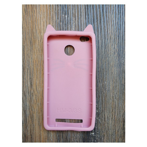 Об'ємний 3d силіконовий чохол Coverphone Xiaomi Redmi 3s Вусатий рожевий кіт фото №2