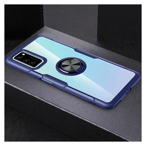 TPU PC чохол Deen CrystalRing for Magnet (opp) Samsung Galaxy Note 20 Безбарвний / Синій фото №2