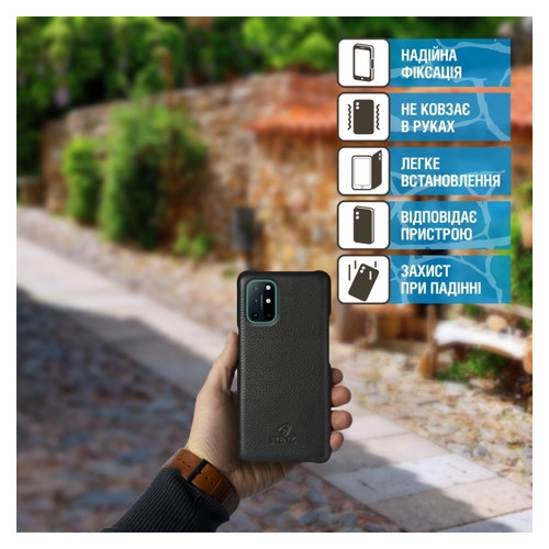Шкіряна накладка Stenk Cover для OnePlus 8T Чорна фото №4