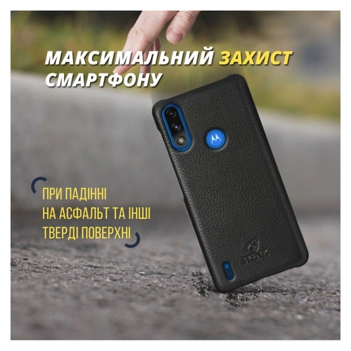 Шкіряна накладка Stenk Cover для Motorola Moto E7 Power Чорна фото №5