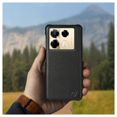 Шкіряна накладка Stenk Cover для Infinix Note 40 Pro 4G Чорна фото №3