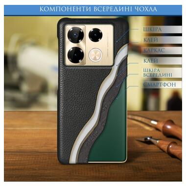 Шкіряна накладка Stenk Cover для Infinix Note 40 Pro Plus Чорна фото №4