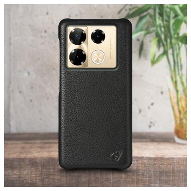 Шкіряна накладка Stenk Cover для Infinix Note 40 Pro Plus Чорна фото №1