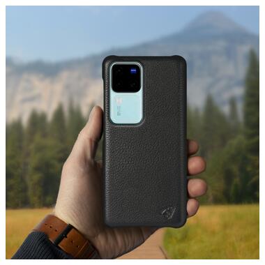 Шкіряна накладка Stenk Cover для Vivo V30 Pro Чорна фото №3