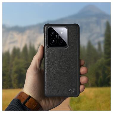 Шкіряна накладка Stenk Cover для Xiaomi 14 Чорна фото №3