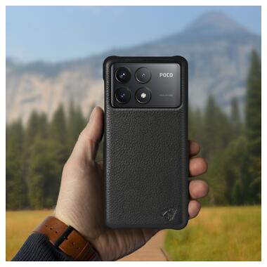 Шкіряна накладка Stenk Cover для Xiaomi Poco F6 Pro Чорний фото №3