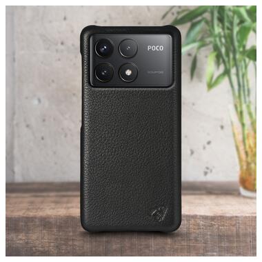 Шкіряна накладка Stenk Cover для Xiaomi Poco F6 Pro Чорний фото №1