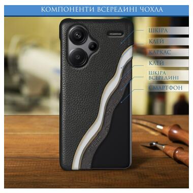 Шкіряна накладка Stenk Cover для Xiaomi Redmi Note 13 Pro Plus Чорна фото №5