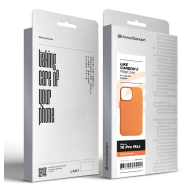 Чехол к мобильному телефону Armorstandart LikeCarbon2 MagCase Apple iPhone 16 Pro Max Kevlar Orange (ARM88595) фото №8