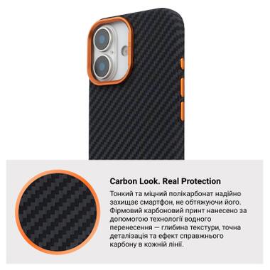 Чехол к мобильному телефону Armorstandart LikeCarbon2 SE MagCase Apple iPhone 17 Black Orange (ARM89160) фото №7