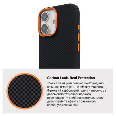 Чехол к мобильному телефону Armorstandart LikeCarbon2 SE MagCase Apple iPhone 17 Kevlar Black Orange (ARM89163) фото №7