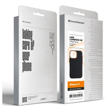 Чехол к мобильному телефону Armorstandart LikeCarbon2 SE MagCase Apple iPhone 17 Kevlar Black Orange (ARM89163) фото №8