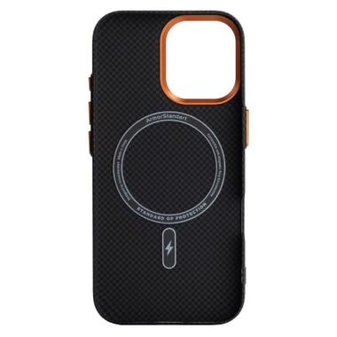 Чехол к мобильному телефону Armorstandart LikeCarbon2 SE MagCase Apple iPhone 17 Kevlar Black Orange (ARM89163) фото №2