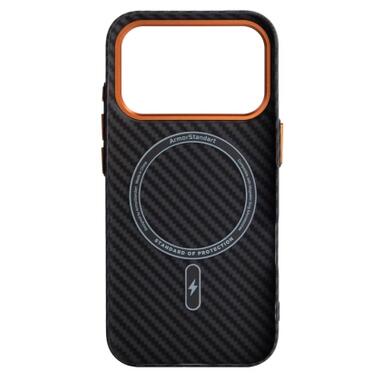 Чехол к мобильному телефону Armorstandart LikeCarbon2 SE MagCase Apple iPhone 17 Pro Black Orange (ARM89161) фото №2