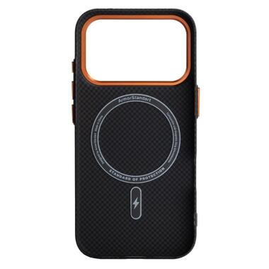 Чехол к мобильному телефону Armorstandart LikeCarbon2 SE MagCase Apple iPhone 17 Pro Kevlar Black Orange (ARM89164) фото №2