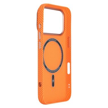 Чехол к мобильному телефону Armorstandart LikeCarbon2 SE MagCase Apple iPhone 17 Pro Kevlar Orange Rose Gold (ARM89168) фото №4