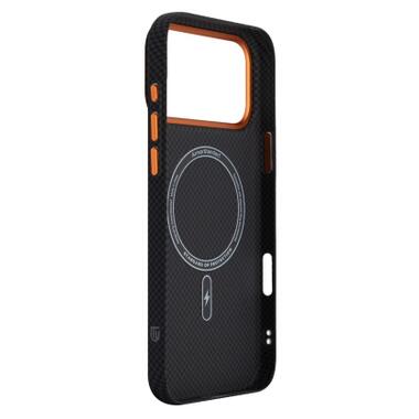 Чехол к мобильному телефону Armorstandart LikeCarbon2 SE MagCase Apple iPhone 17 Pro Max Kevlar Black Orange (ARM89165) фото №4