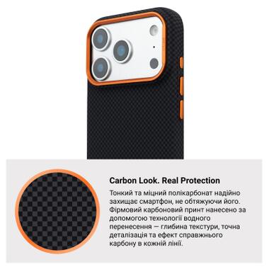 Чехол к мобильному телефону Armorstandart LikeCarbon2 SE MagCase Apple iPhone 17 Pro Max Kevlar Black Orange (ARM89165) фото №7