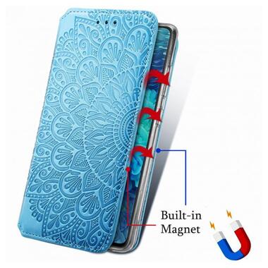 Шкіряний чохол книжка GETMAN Mandala (PU) для Xiaomi Redmi Note 10/Note 10s Синій фото №5