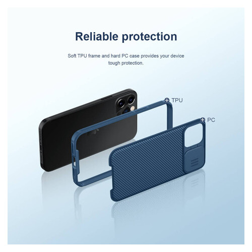 Карбонова накладка Nillkin CamShield Magnetic Apple iPhone 12 Pro Max 6.7 Синій фото №4
