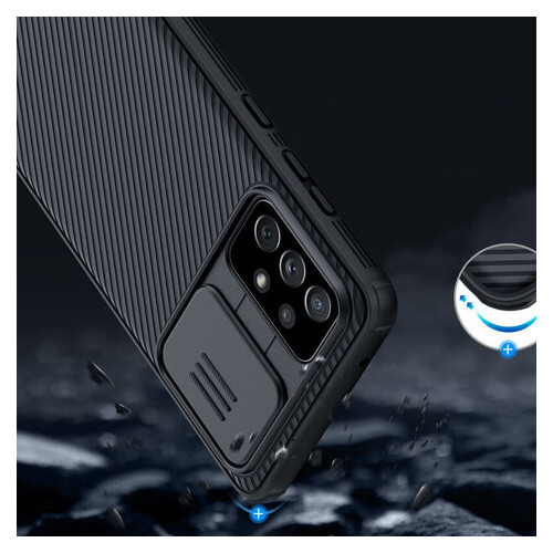 Карбонова накладка Nillkin Camshield (шторка на камеру) Samsung Galaxy A72 4G / A72 5G Чорний / Black фото №7