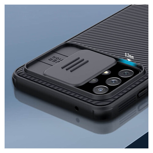 Карбонова накладка Nillkin Camshield (шторка на камеру) Samsung Galaxy A72 4G / A72 5G Чорний / Black фото №6
