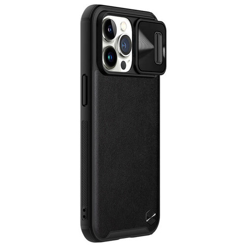 Шкіряна накладка Nillkin Camshield Leather шторка на камеру Apple iPhone 13 Pro (6.1) Чорний / Black фото №1