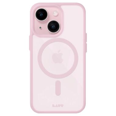 Чохол-накладка LAUT HUEX PROTECT для iPhone 15 Plus з MagSafe та захистом IMPKT Cell Technology (4,2м) із комбінації жорсткого прозорого протиударного полікарбонату та TPU бампера, колір бампера рожевий (L_IP23C_HPT_P) фото №2