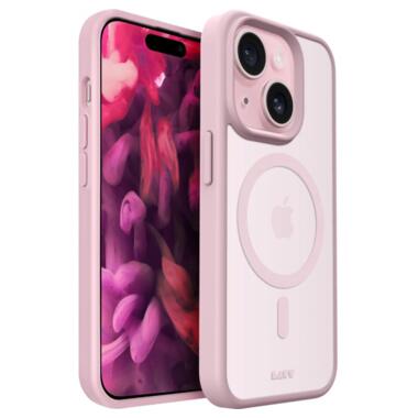 Чохол-накладка LAUT HUEX PROTECT для iPhone 15 Plus з MagSafe та захистом IMPKT Cell Technology (4,2м) із комбінації жорсткого прозорого протиударного полікарбонату та TPU бампера, колір бампера рожевий (L_IP23C_HPT_P) фото №1